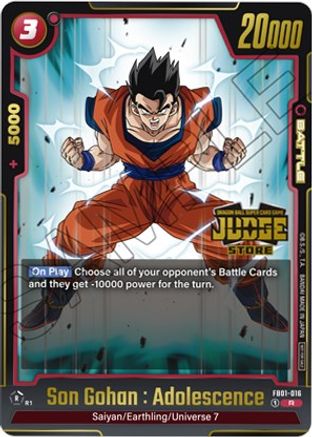 Image of Son Gohan : Adolescence (Judge Pack (Store Judge) 01) (FB01-016) - Tournament and Championship Promos Holofoil