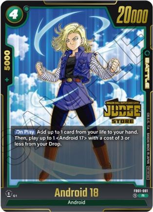 Image of Android 18 - FB01-081 (Judge Pack (Store Judge) 01) (FB01-081) - Tournament and Championship Promos Holofoil