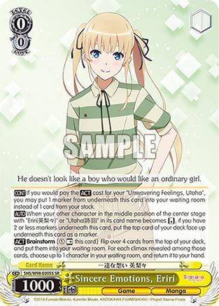 Image of Sincere Emotions, Eriri (SR) (SHS/W98-E005S SR) - Saekano the Movie: Finale