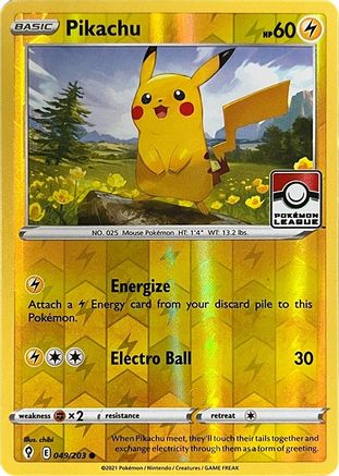 Image of Pikachu 049/203  - Reverse Holofoil League & Championship Cards - Common