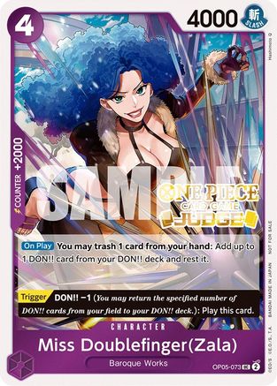 Image of Miss Doublefinger(Zala) (Judge Pack Vol. 3) (OP05-073) - One Piece Promotion Cards Foil
