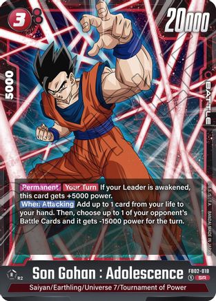 Image of Son Gohan : Adolescence - FB02-018 (FB02-018) - Blazing Aura Holofoil