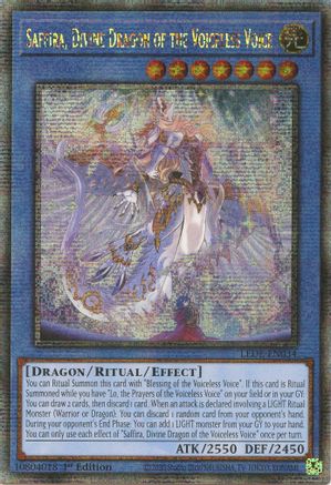 Image of Saffira, Divine Dragon of the Voiceless Voice (Quarter Century Secret Rare) (LEDE-EN034) - Legacy of Destruction 1st Edition
