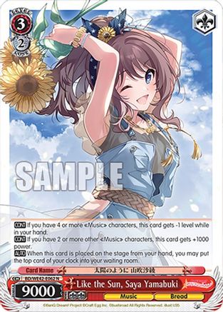 Image of Like the Sun, Saya Yamabuki (BD/WE42-E062 N) - BanG Dream! Girls Band Party! Countdown Collection Premium Booster