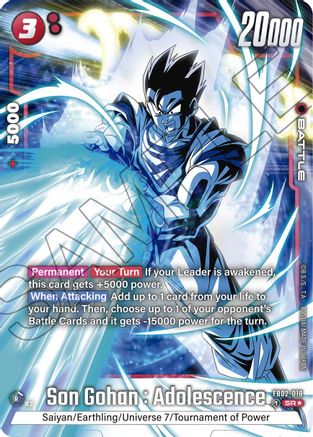 Image of Son Gohan : Adolescence - FB02-018 (Alternate Art) (FB02-018) - Blazing Aura Holofoil