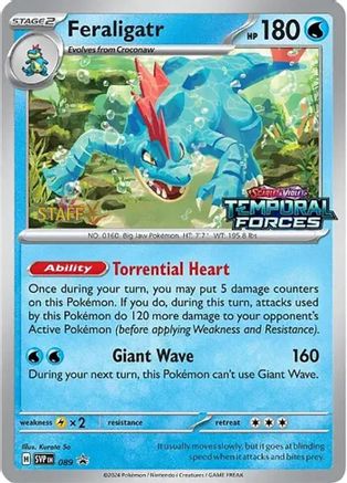 Image of Feraligatr (Prerelease) [Staff] 089  - Holofoil SV Scarlet & Violet Promo Cards - Promo