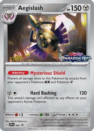 Image of Aegislash (Prerelease) [Staff] 060  - Holofoil SV Scarlet & Violet Promo Cards - Promo