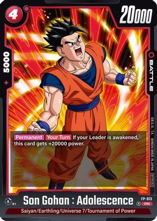 Image of Son Gohan : Adolescence - FP-013 (FP-013) - Fusion World Promotion Cards and Packs