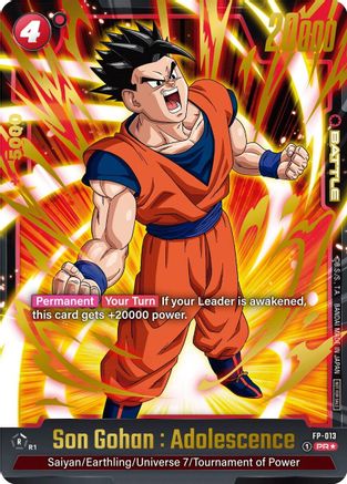 Image of Son Gohan : Adolescence - FP-013 (Gold) (FP-013) - Fusion World Promotion Cards and Packs Holofoil