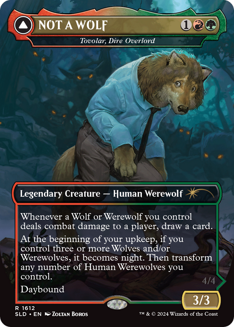 Image of NOT A WOLF - Tovolar, Dire Overlord (SLD-1612) - Secret Lair Drop (Borderless) Foil