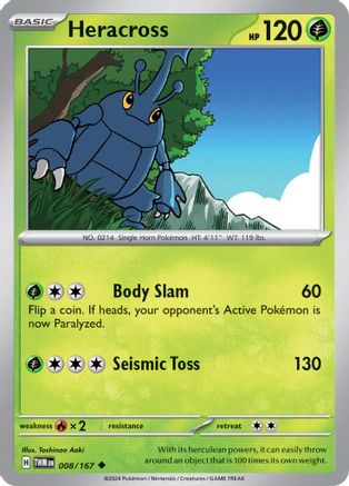 Image of Heracross 008/167  - Reverse Holofoil SV06 Twilight Masquerade - Uncommon