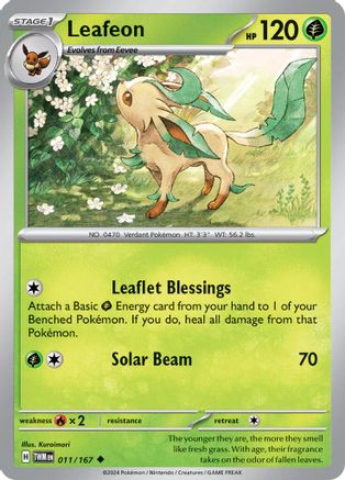 Image of Leafeon 011/167  - Reverse Holofoil SV06 Twilight Masquerade - Uncommon