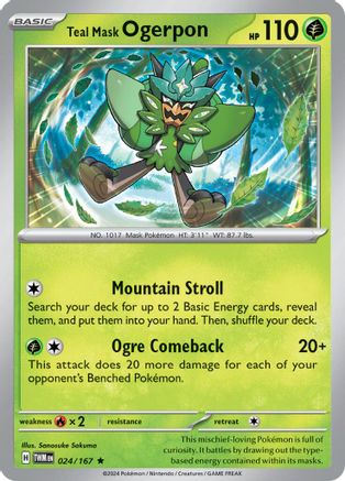 Image of Teal Mask Ogerpon 024/167  - Holofoil SV06 Twilight Masquerade - Rare