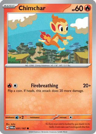 Image of Chimchar 031/167  - Reverse Holofoil SV06 Twilight Masquerade - Common
