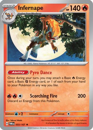 Image of Infernape 033/167  - Reverse Holofoil SV06 Twilight Masquerade - Rare