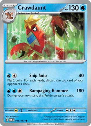 Image of Crawdaunt 048/167  SV06 Twilight Masquerade - Common