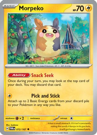 Image of Morpeko 072/167  - Reverse Holofoil SV06 Twilight Masquerade - Uncommon