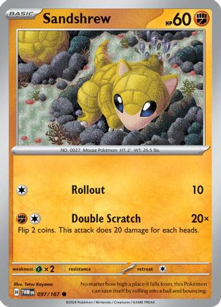 Image of Sandshrew 097/167  - Reverse Holofoil SV06 Twilight Masquerade - Common
