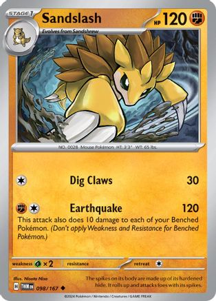 Image of Sandslash 098/167  - Reverse Holofoil SV06 Twilight Masquerade - Uncommon