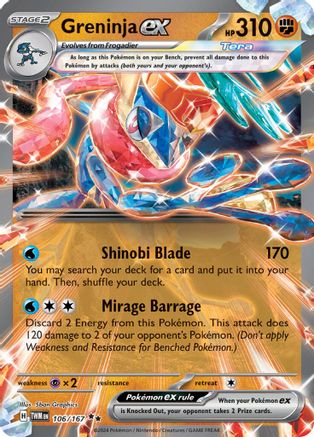 Image of Greninja ex 106/167  - Holofoil SV06 Twilight Masquerade - Double Rare
