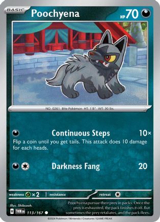 Image of Poochyena 113/167  - Reverse Holofoil SV06 Twilight Masquerade - Common