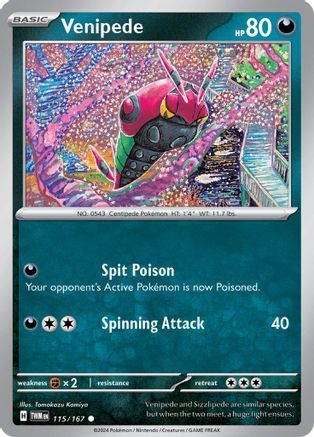 Image of Venipede 115/167  - Reverse Holofoil SV06 Twilight Masquerade - Common