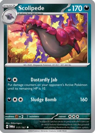 Image of Scolipede 117/167  - Reverse Holofoil SV06 Twilight Masquerade - Uncommon
