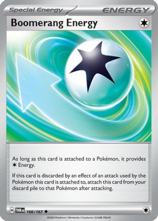 Image of Boomerang Energy 166/167  - Reverse Holofoil SV06 Twilight Masquerade - Uncommon