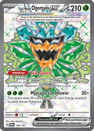 Image of Teal Mask Ogerpon ex 190/167  - Holofoil SV06 Twilight Masquerade - Ultra Rare
