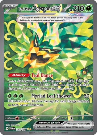Image of Teal Mask Ogerpon ex 211/167  - Holofoil SV06 Twilight Masquerade - Special Illustration Rare