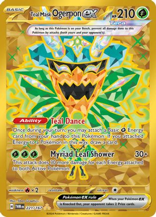 Image of Teal Mask Ogerpon ex 221/167  - Holofoil SV06 Twilight Masquerade - Hyper Rare