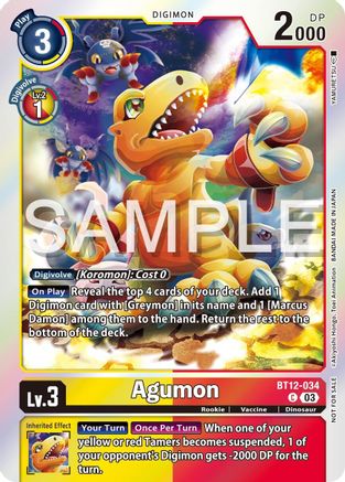 Image of Agumon - BT12-034 (Official Tournament Vol.13 Winner Pack) (BT12-034) - Across Time Foil