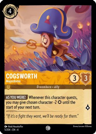 Image of Cogsworth - Majordomo (5/204) - Ursulas Return Cold Foil