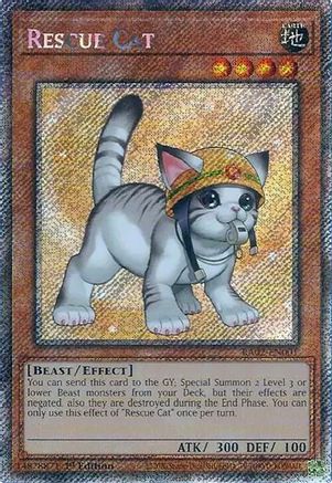 Image of Rescue Cat (Alternate Art) (Platinum Secret Rare) (RA02-EN001) - 25th Anniversary Rarity Collection II 1st Edition
