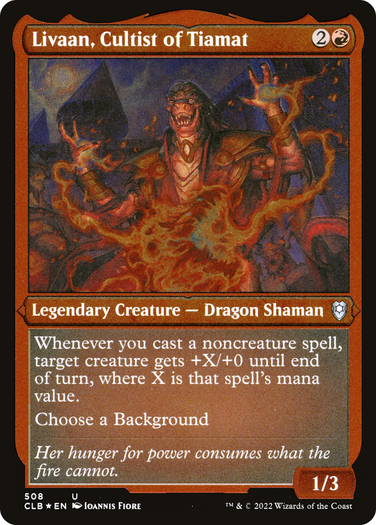Image of Livaan, Cultist of Tiamat (CLB-508) - Commander Legends: Battle for Baldur's Gate Etched Foil