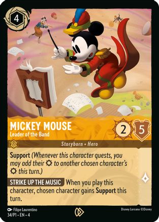 Image of Mickey Mouse - Leader of the Band (34) - Disney Lorcana Promo Cards Cold Foil