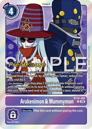 Image of Arukenimon & Mummymon (BT16-089) - Beginning Observer Pre-Release Cards Foil