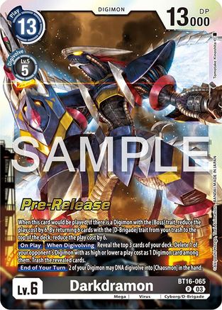 Image of Darkdramon (BT16-065) - Beginning Observer Pre-Release Cards Foil