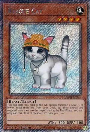 Image of Rescue Cat (Platinum Secret Rare) (RA02-EN001) - 25th Anniversary Rarity Collection II 1st Edition