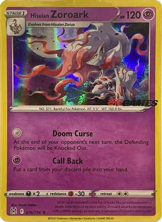 Image of Hisuian Zoroark 076/196  - Holofoil Miscellaneous Cards & Products - Promo