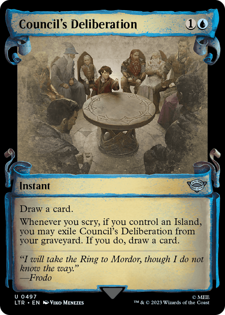 Image of Council's Deliberation (Showcase Scrolls) (LTR-497) - The Lord of the Rings: Tales of Middle-earth: (Showcase) Foil