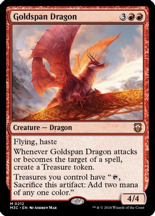 Image of Goldspan Dragon (Ripple Foil) (M3C-212) - Modern Horizons 3 Commander Foil