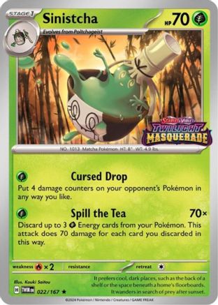 Image of Sinistcha (Prerelease) 022/167  - Holofoil SV Scarlet & Violet Promo Cards - Promo