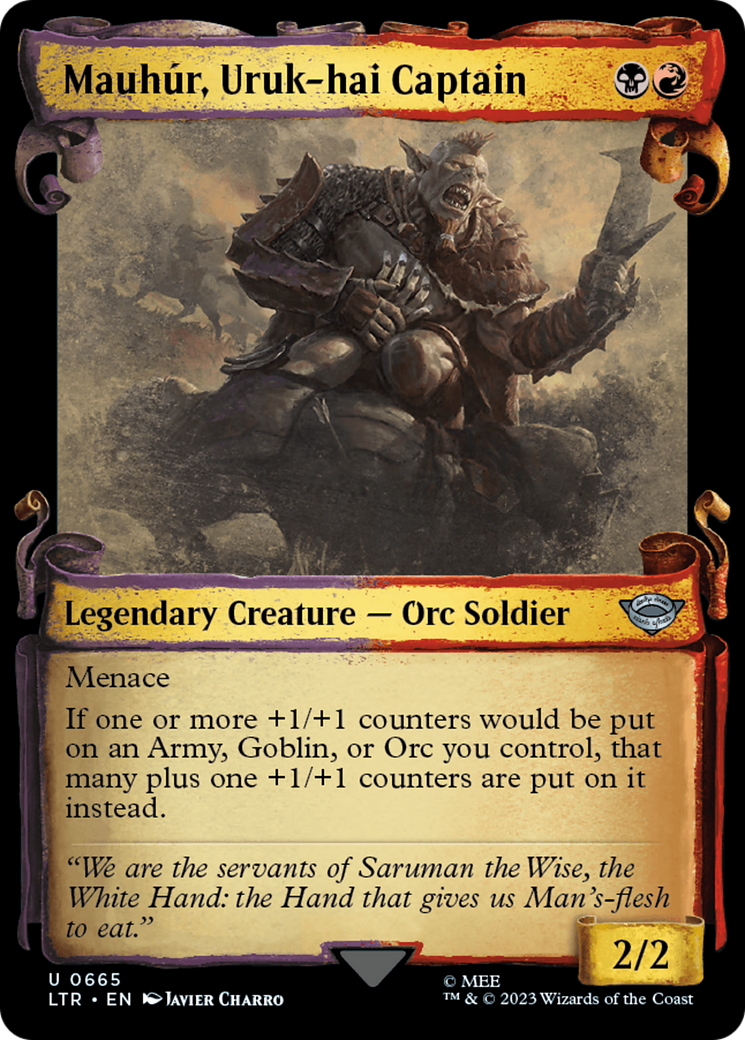 Image of Mauhur, Uruk-hai Captain (Showcase Scrolls) (LTR-665) - The Lord of the Rings: Tales of Middle-earth: (Showcase) Foil