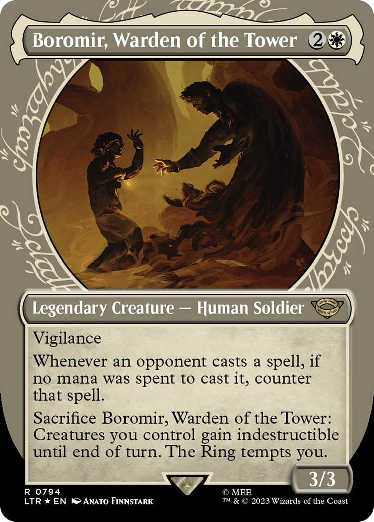 Image of Boromir, Warden of the Tower (Showcase) (Surge Foil) (LTR-794) - The Lord of the Rings: Tales of Middle-earth: (Showcase) (Borderless) Foil