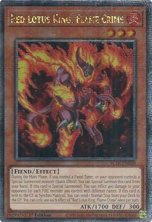Image of Red Lotus King, Flame Crime (Quarter Century Secret Rare) (BLTR-EN028) - Battles of Legend: Terminal Revenge 1st Edition