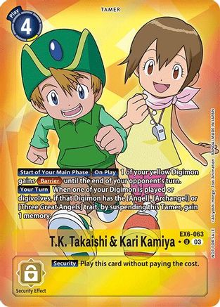 Image of T.K. Takaishi & Kari Kamiya (Box Promotion Pack: Infernal Ascension) (EX6-063) - Infernal Ascension Foil
