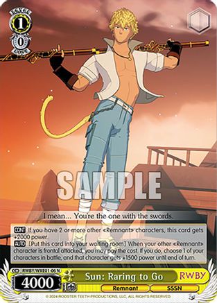 Image of Sun: Raring to Go (RWBY/WXE01-06 N) - RWBY Premium Booster