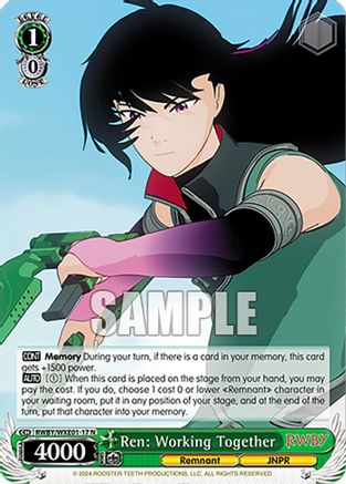 Image of Ren: Working Together (RWBY/WXE01-17 N) - RWBY Premium Booster