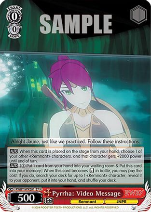 Image of Pyrrha: Video Message (RWBY/WXE01-27 N) - RWBY Premium Booster